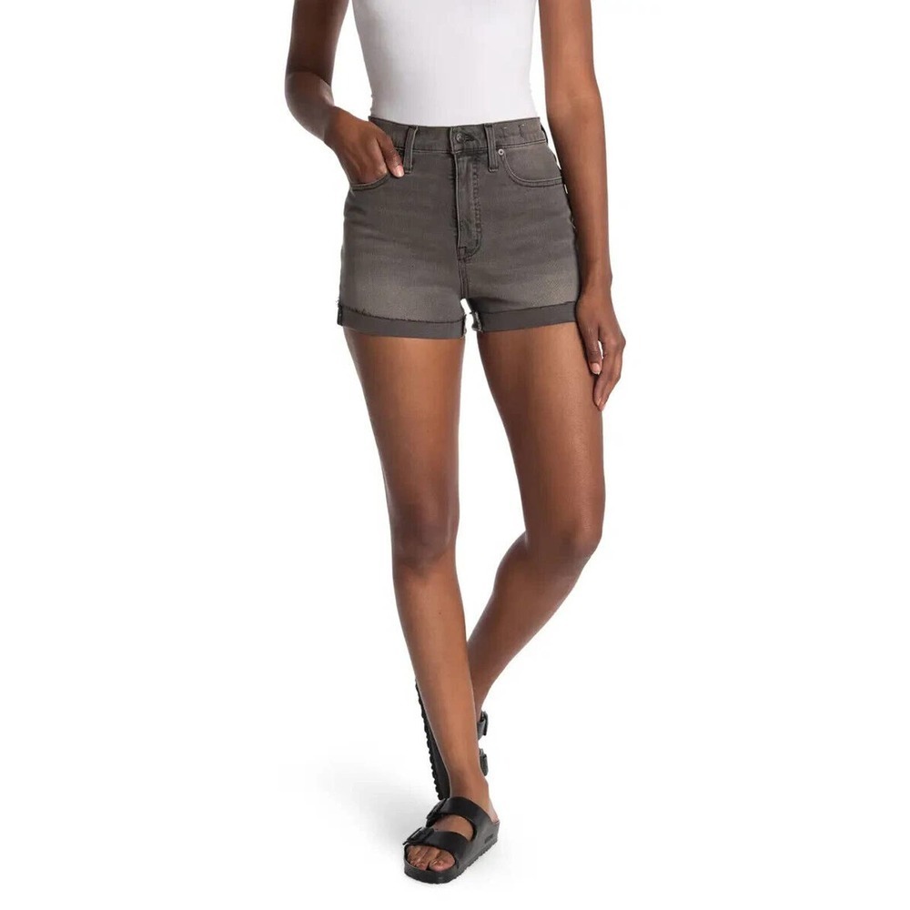 Madewell High Rise Cuffed Denim Shorts Gray Slater Wash M5774 Women's Size 32 - Picture 3 of 7